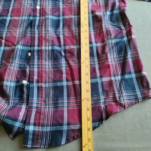 NWT Haggar Long Sleeve Button Stretch Men XXL Western Shirt Plaid Blue Dress Y2K - Picture 11 of 12